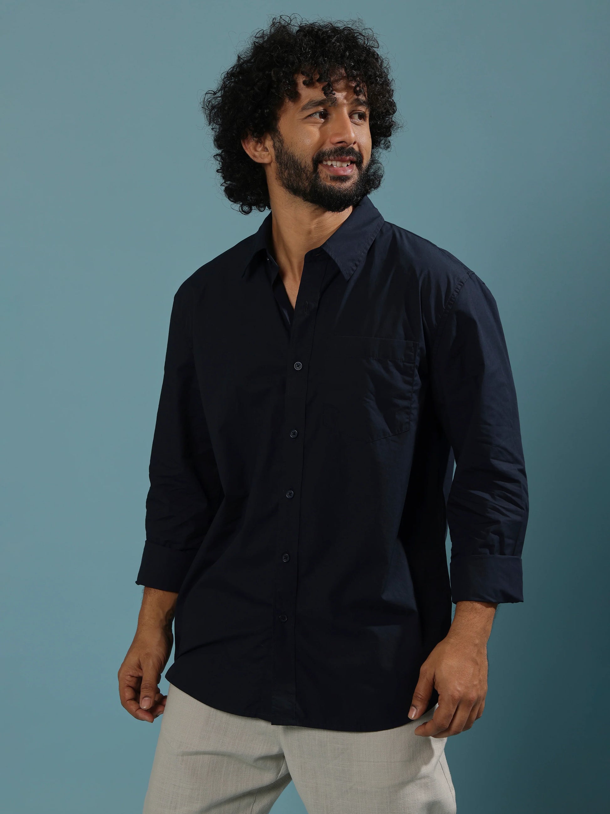 Lentus RAY005-001 Navy Solid Shirt-1