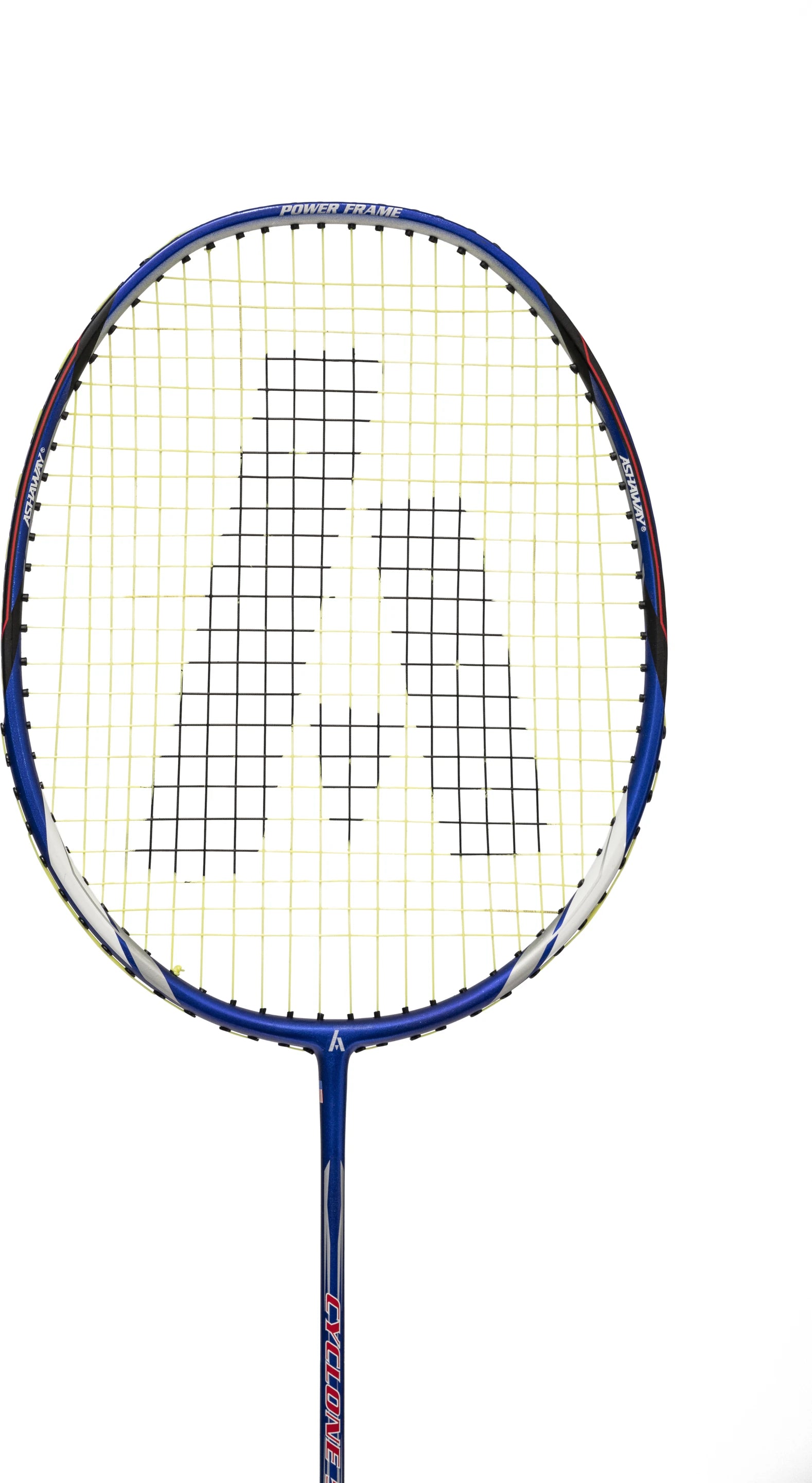Close-up of Ashaway Cyclone 5 badminton racket grip designed for comfort and beginner-friendly handling