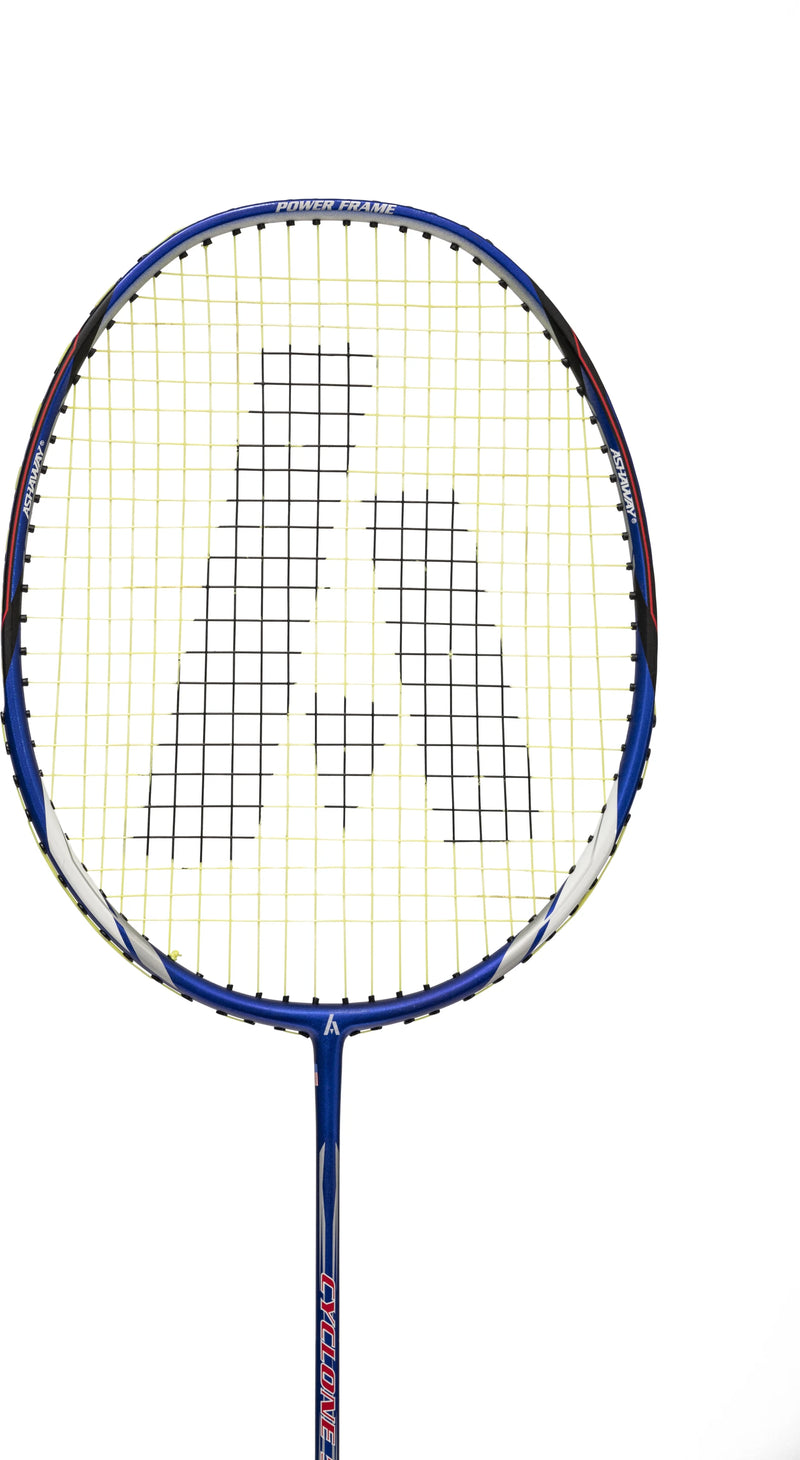 Close-up of Ashaway Cyclone 5 badminton racket grip designed for comfort and beginner-friendly handling