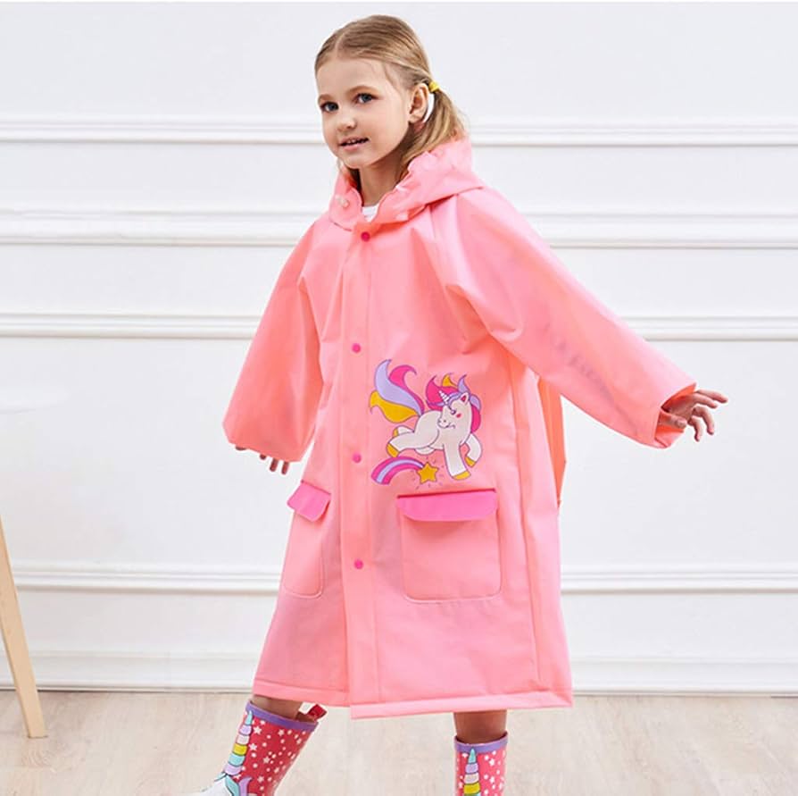 Cosmos Kids Pink Poncho Raincoat