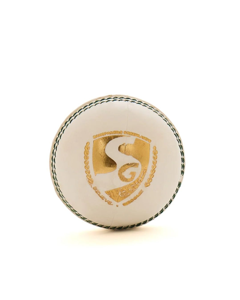Durable SG white cricket ball with consistent seam stability and match performance