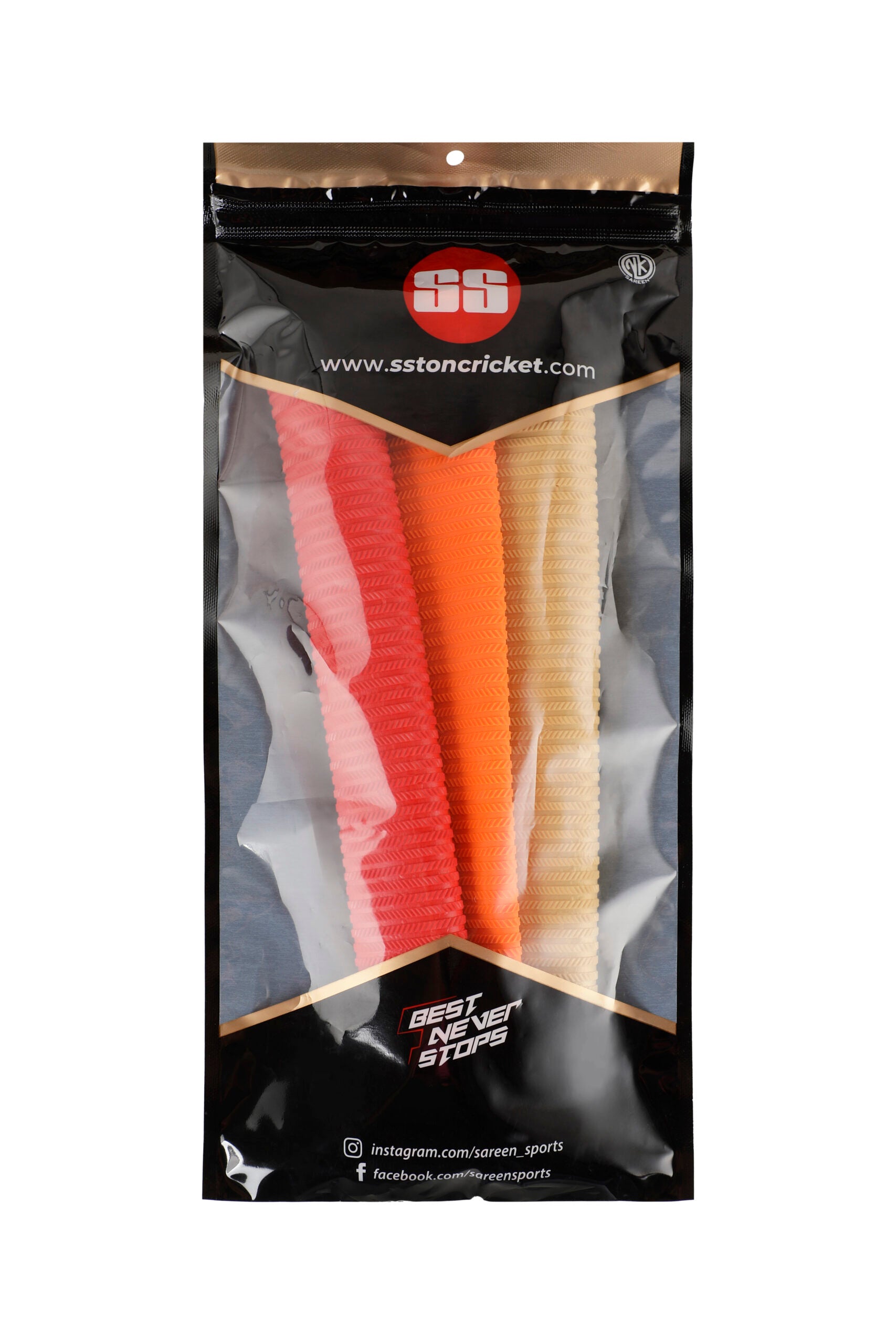 Anti-slip SS cricket bat grip installed on bat handle for secure hold