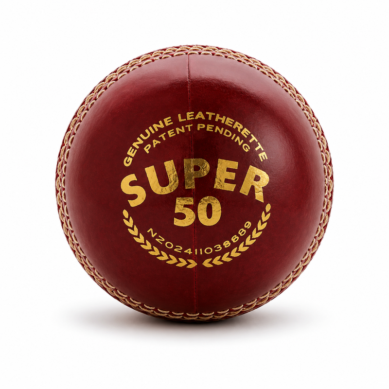 SG Super 50 Red Cricket Ball designed for durability and consistent match performance
