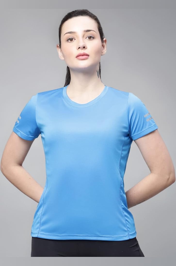 Lentus Snowfall LYC Women T-Shirt for Gym, Yoga & Casual Wear-3