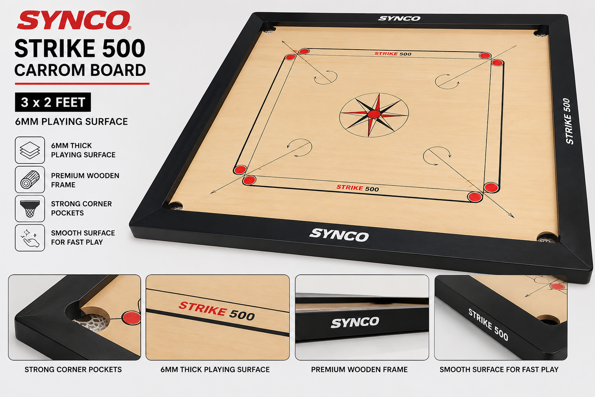 Synco Strike 500 Carrom Board 3 x 2 Feet 6mm-1