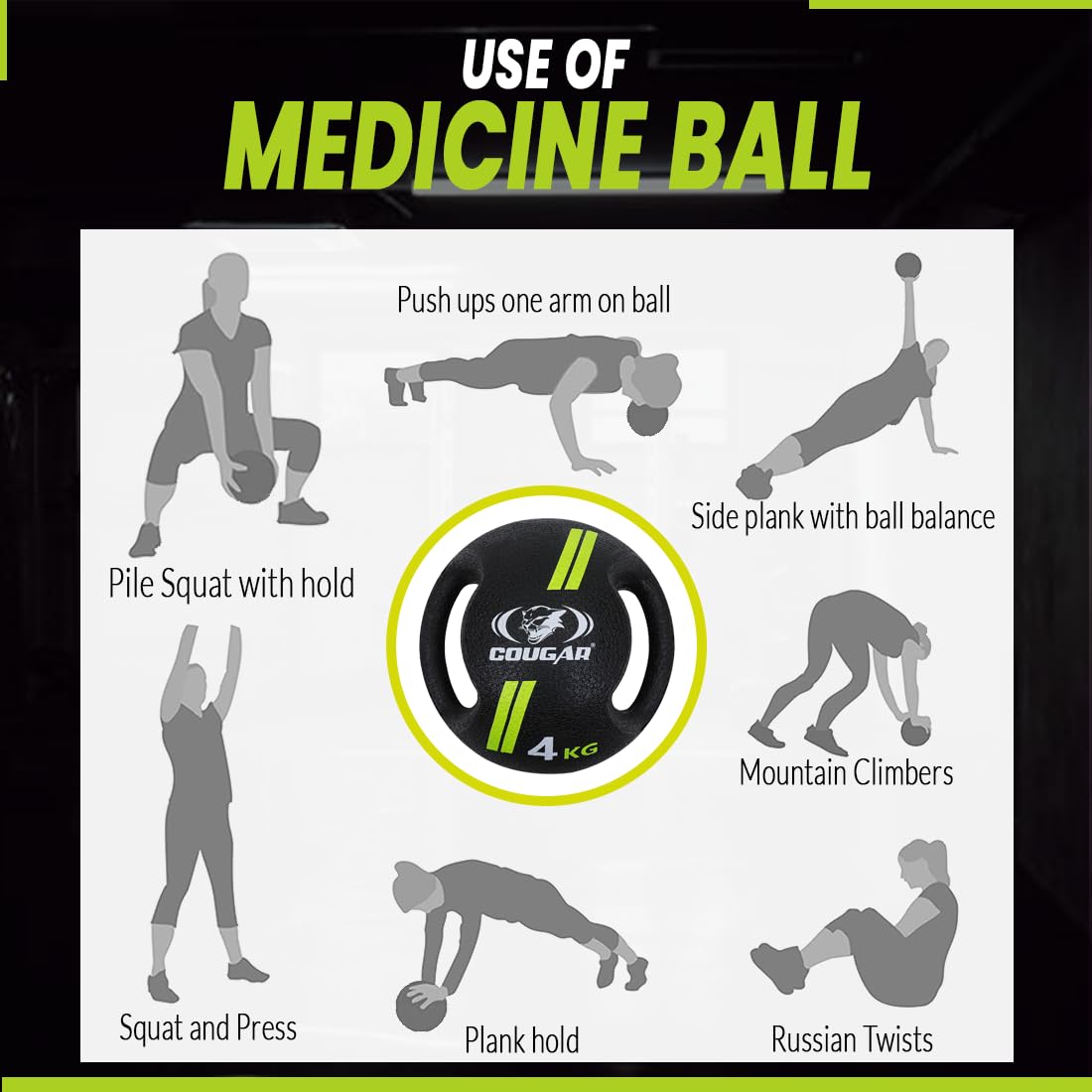 Cougar Rubber Medicine Ball MBR-010D 5kg – Durable Training Ball-3