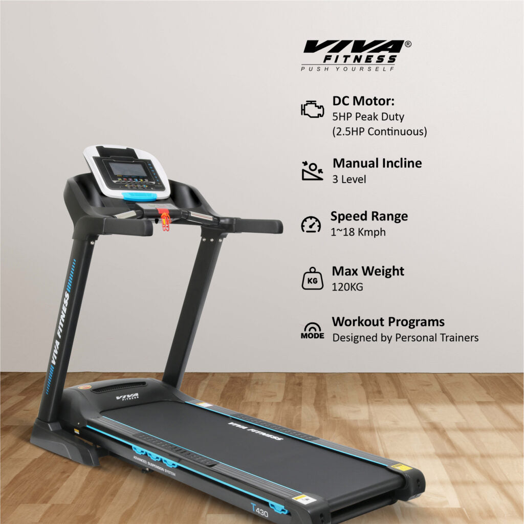 Viva Motorised T-430 Treadmill for Home Cardio & Running Workouts