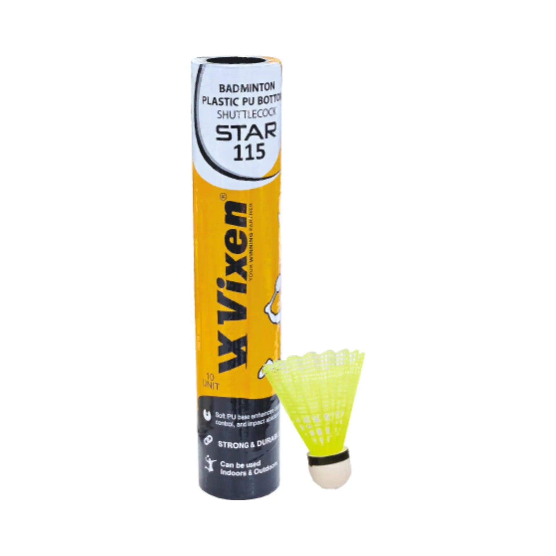 Vixen Plastic Star 115 Colour shuttle cock for durable and consistent badminton practice performance