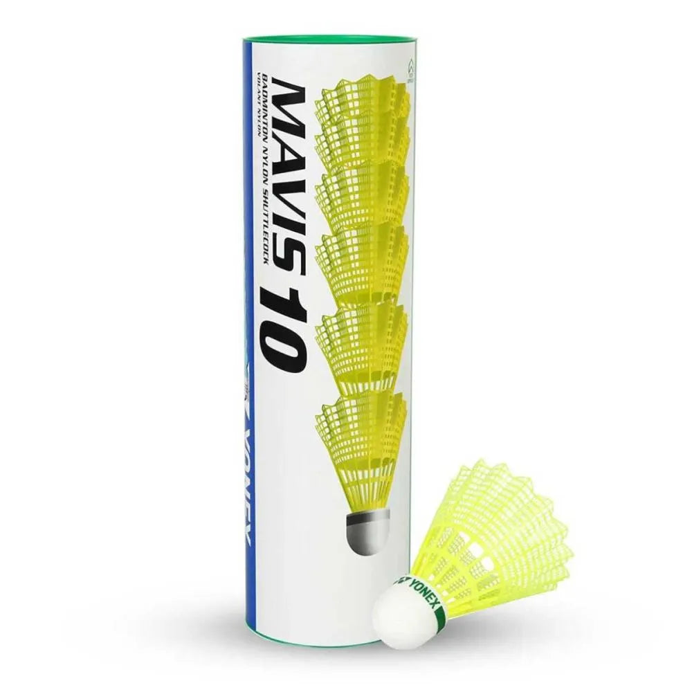 Yonex Mavis 10 badminton shuttlecock for near-feather flight performance and consistent gameplay