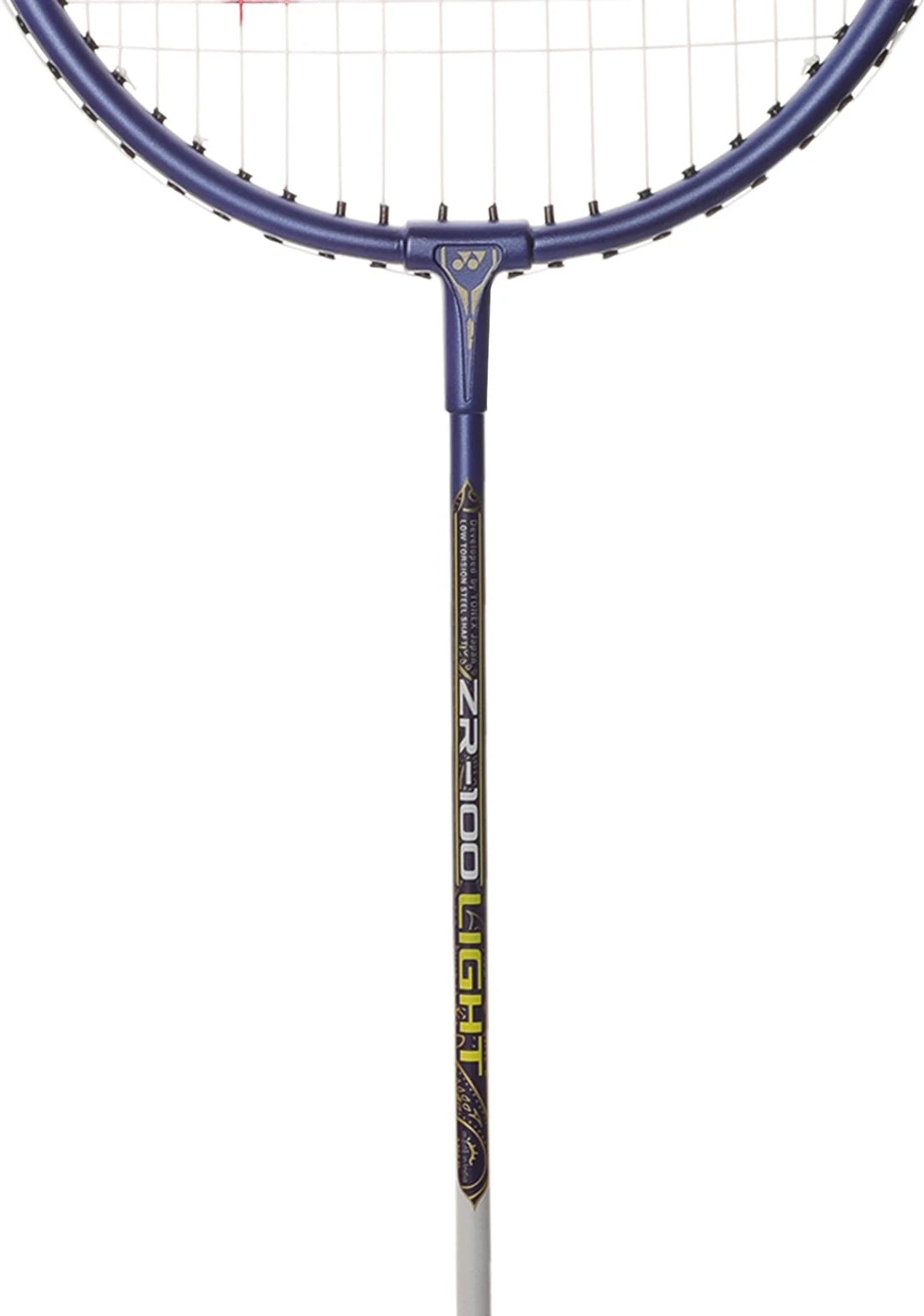 Yonex ZR 100 badminton racket shaft close-up between head and handle for stable and comfortable handling