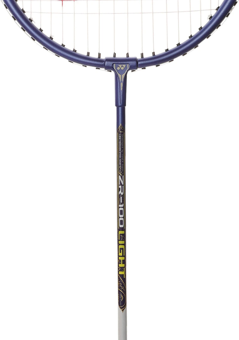 Yonex ZR 100 badminton racket shaft close-up between head and handle for stable and comfortable handling