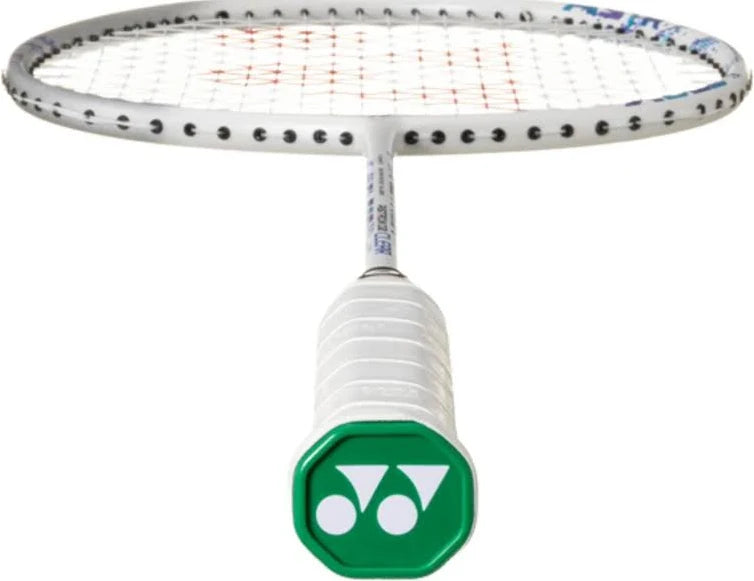 Yonex Astrox 02 badminton racket detailed frame close-up showing lightweight graphite construction