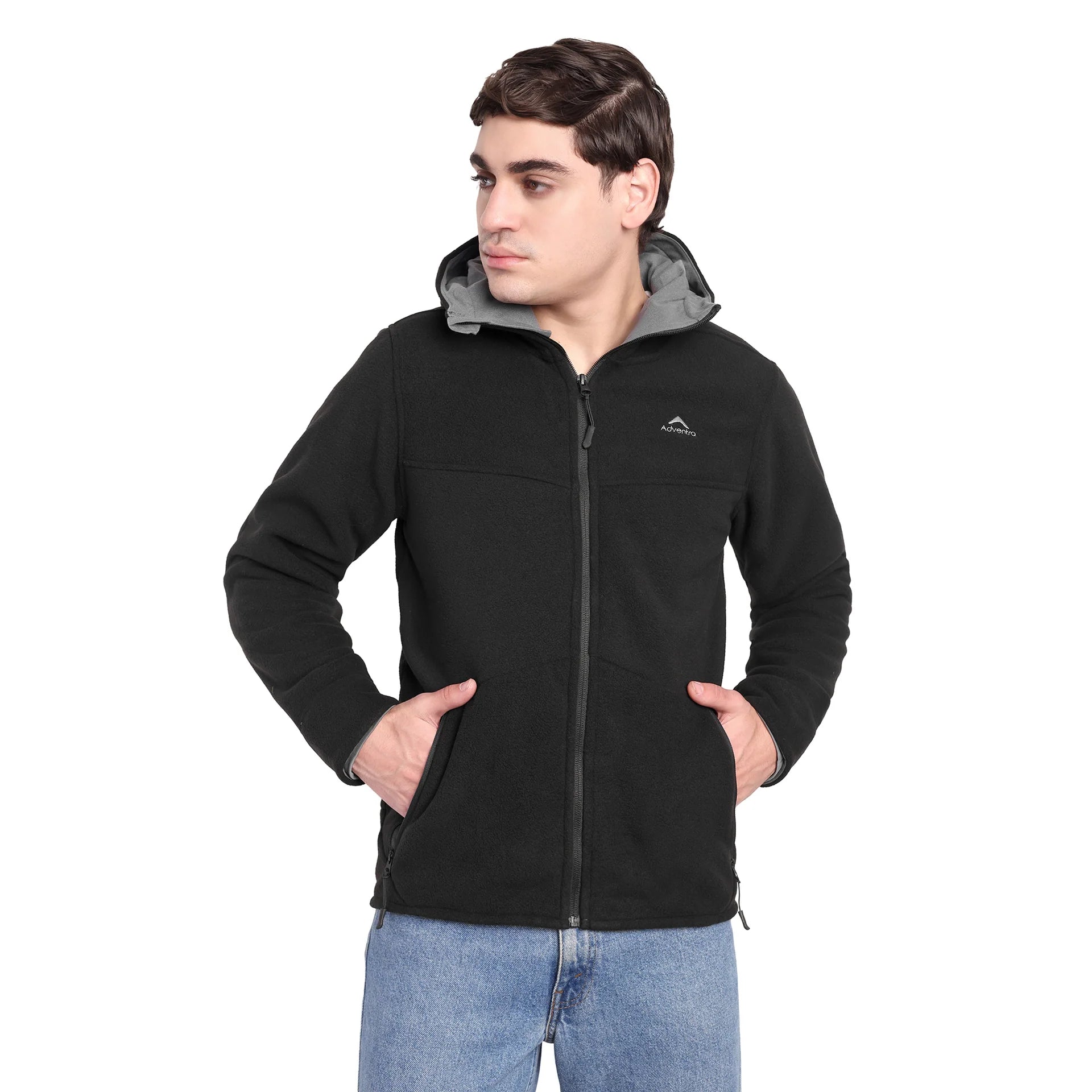 Adventra ET501 Black Sherpa Fleece Hoodie Jacket for Winter & Outdoors-1