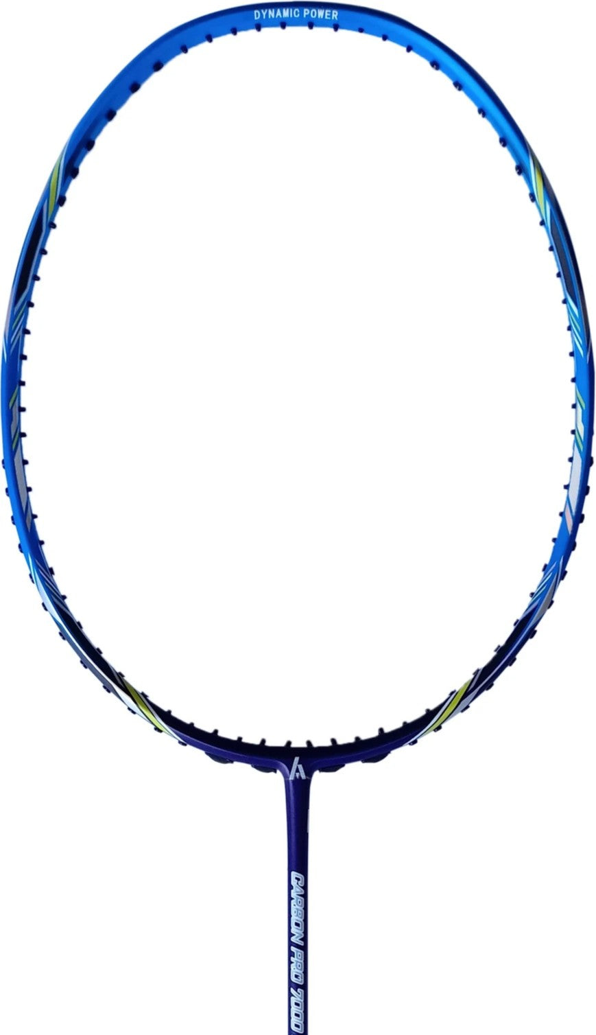Close-up of Ashaway Carbon Pro 7000 badminton racket grip designed for comfort, durability, and stable handling