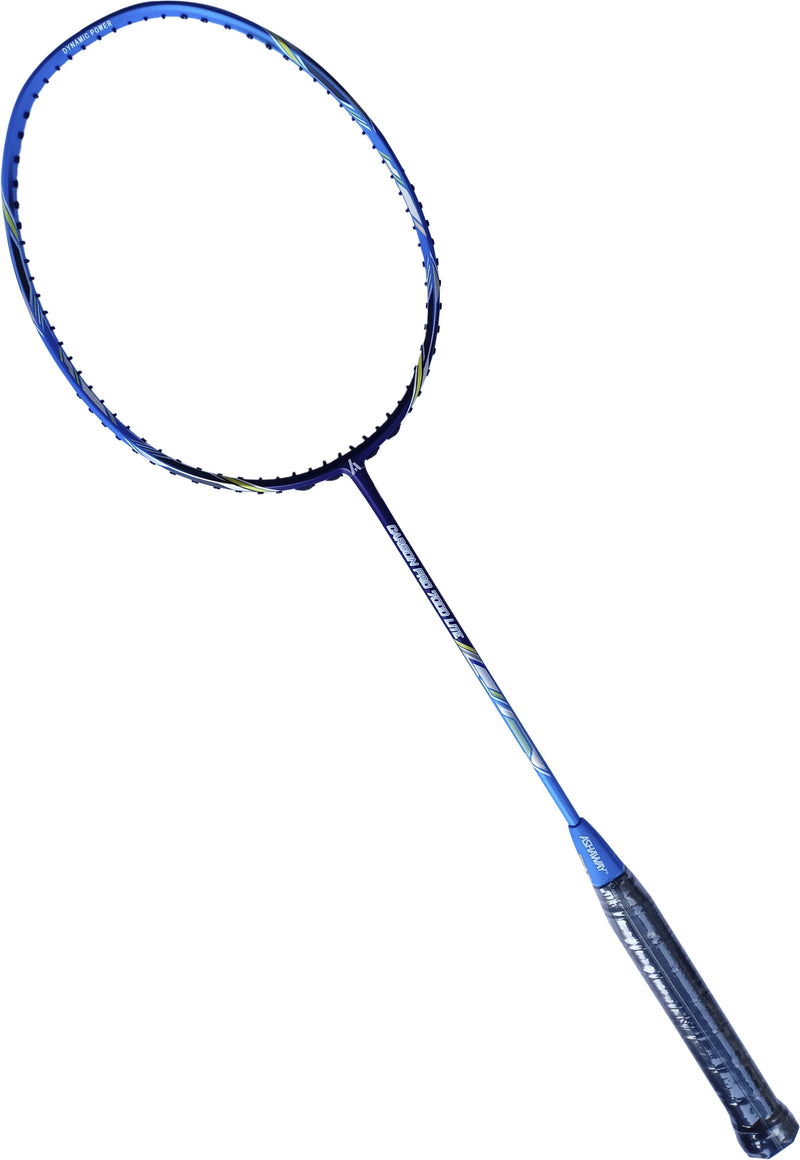 Ashaway Carbon Pro 7000 badminton racket side angle showing stiff shaft design for accuracy and strong performance