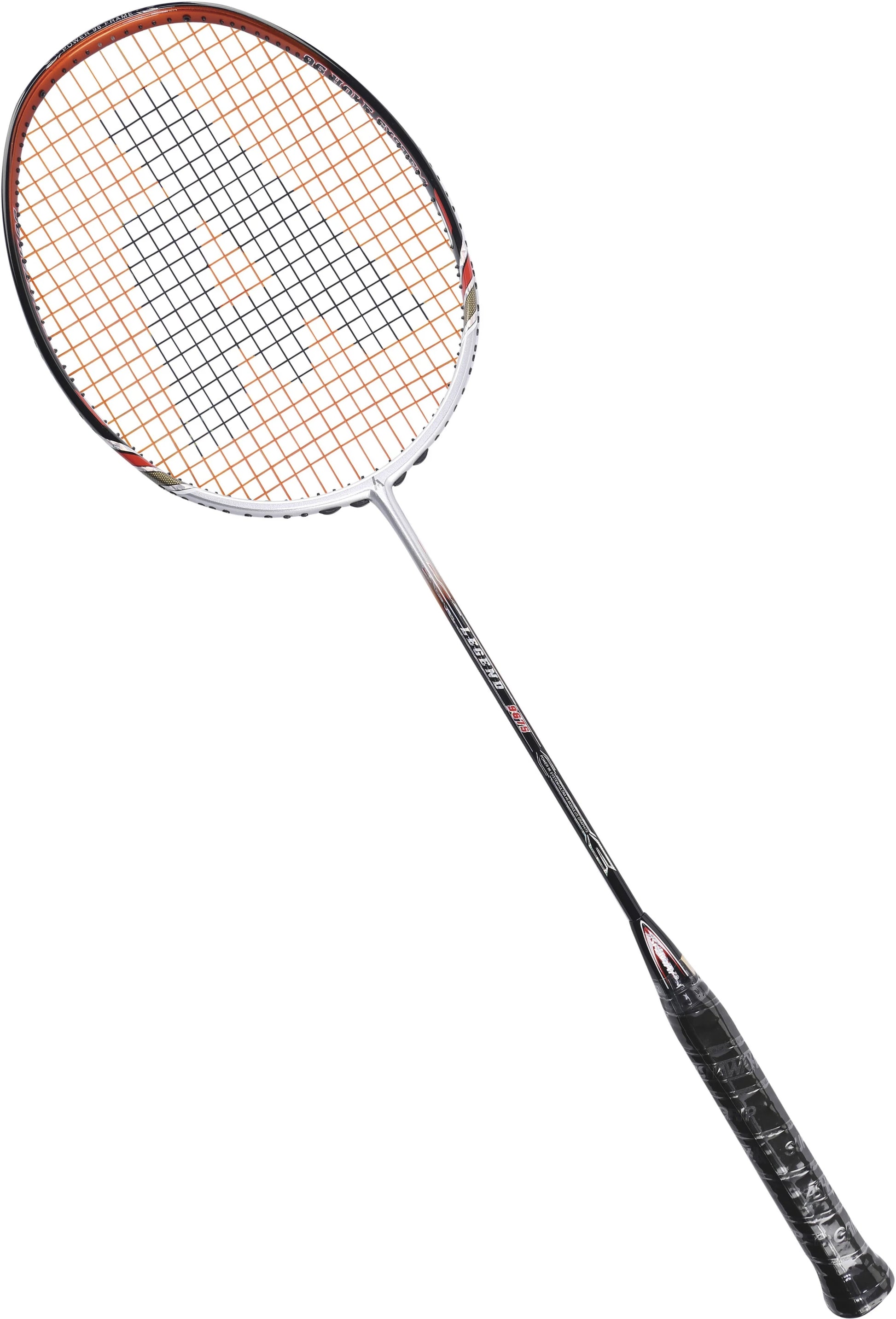 Ashaway Nano Legend 9675 badminton racket side angle showing aerodynamic lightweight frame for aggressive gameplay