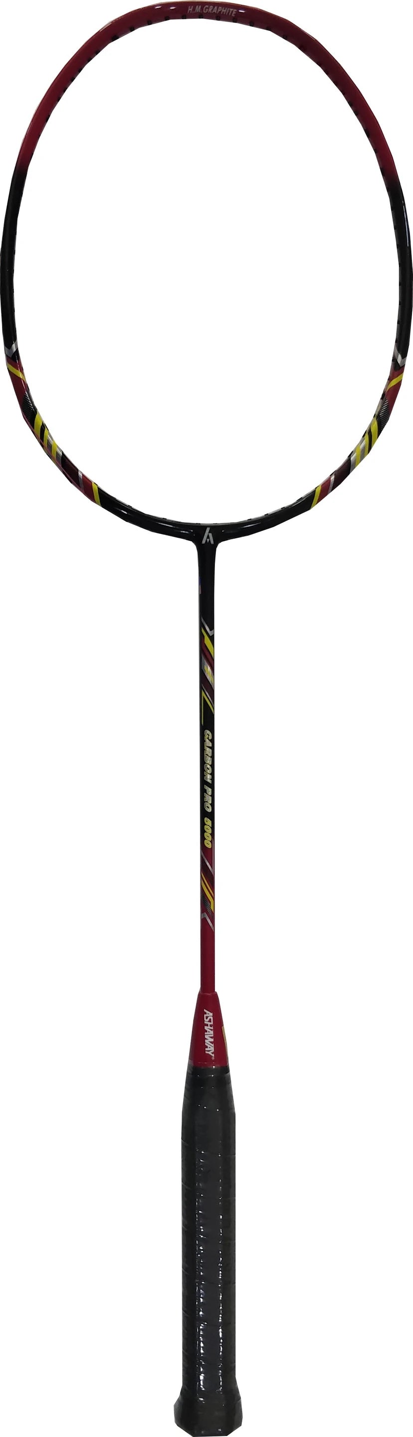 Ashaway Carbon Pro 5000 head-heavy badminton racket front view for powerful shots and stable performance