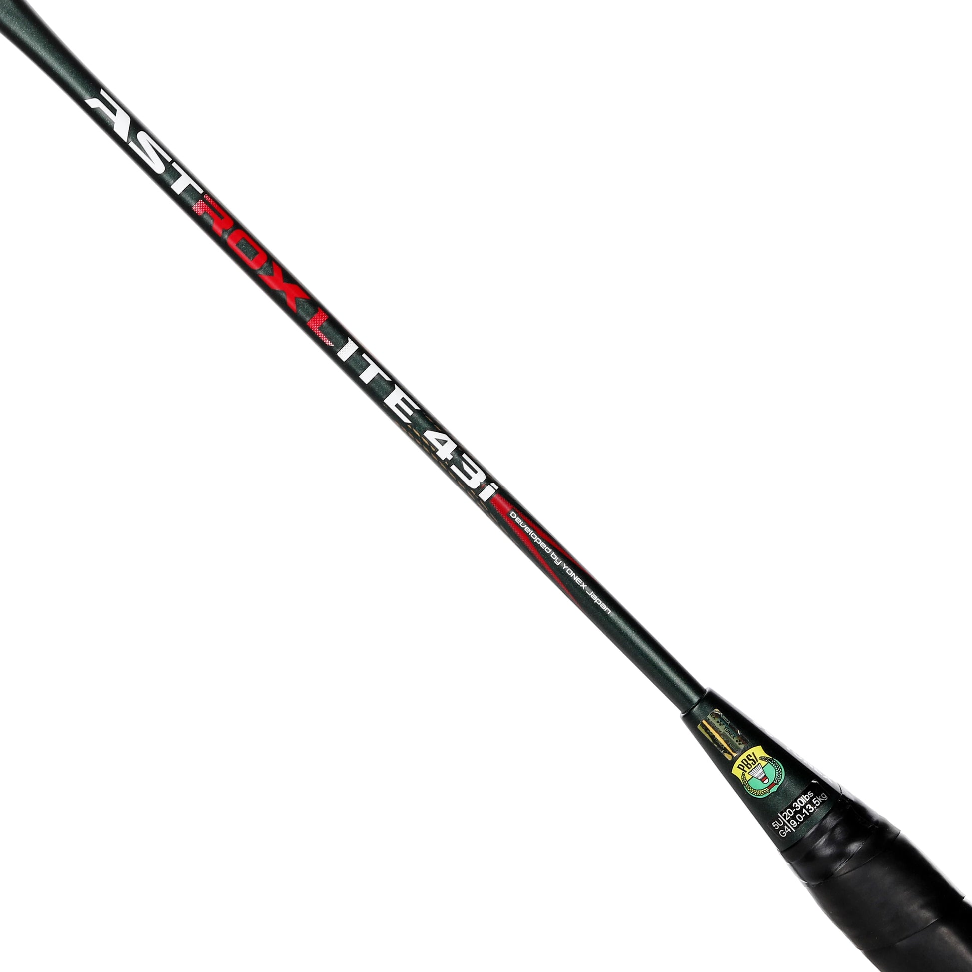 Yonex Astrox Lite 43i badminton racket grip and shaft detail close-up image