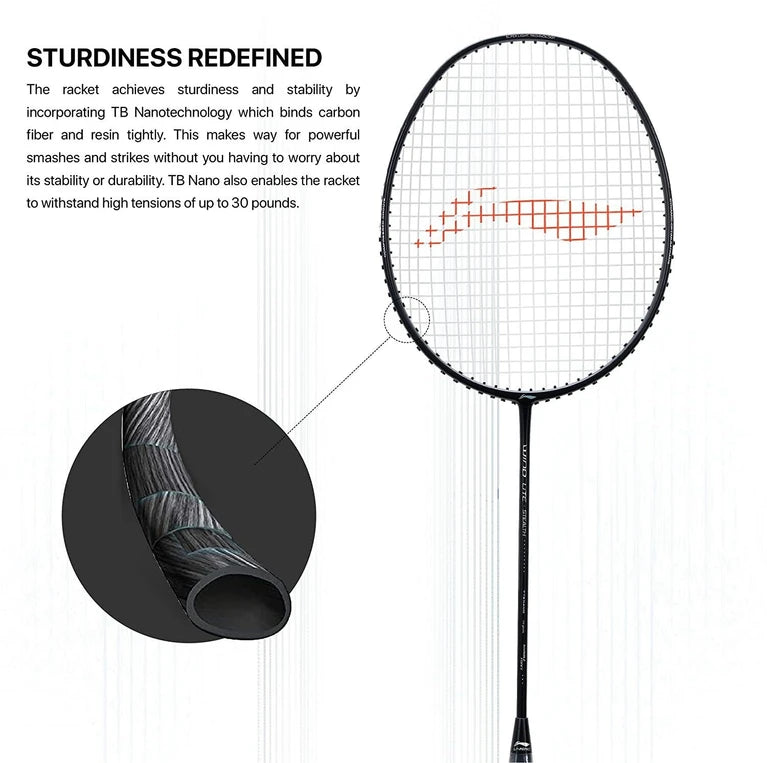 Li-Ning Wind Lite Stealth 77G badminton racket frame detail