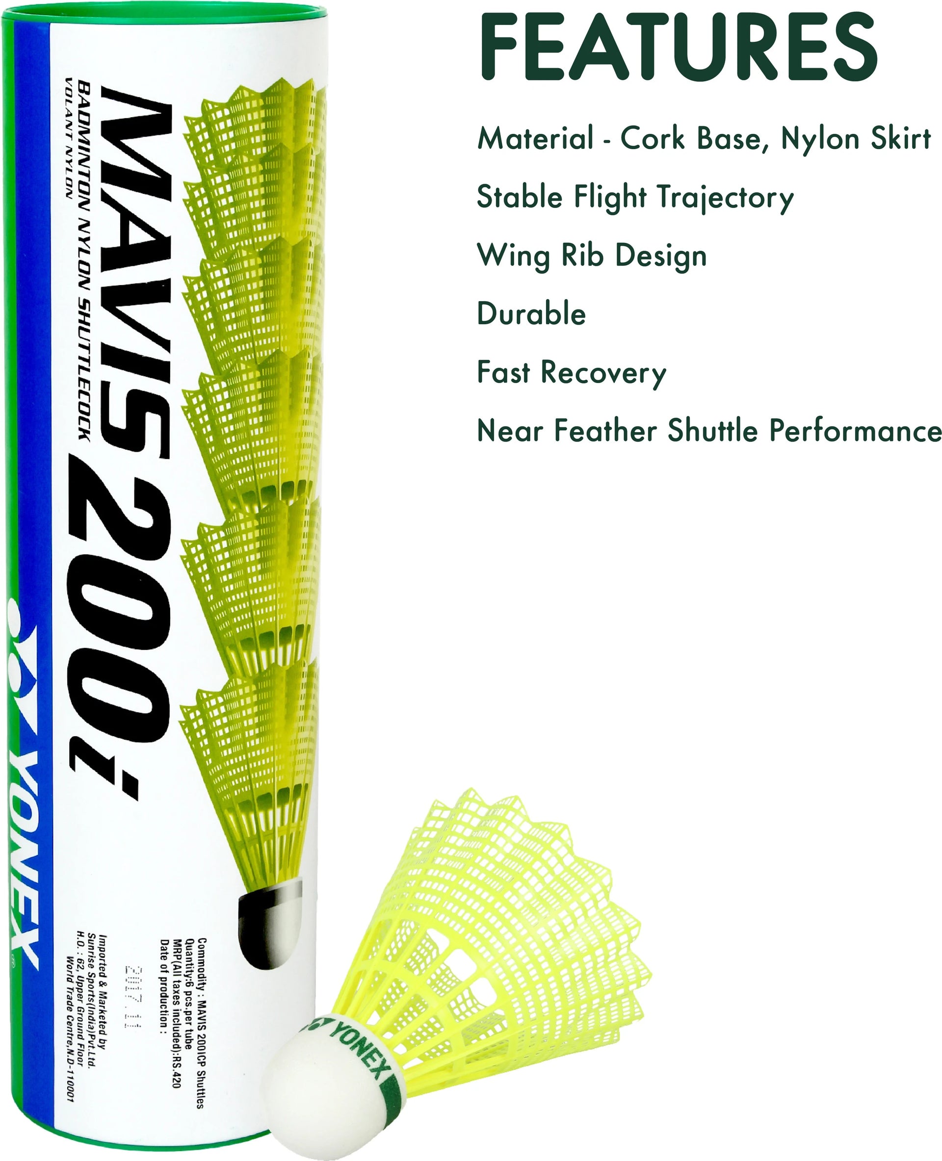 Yonex Mavis 200i Badminton Shuttlecock