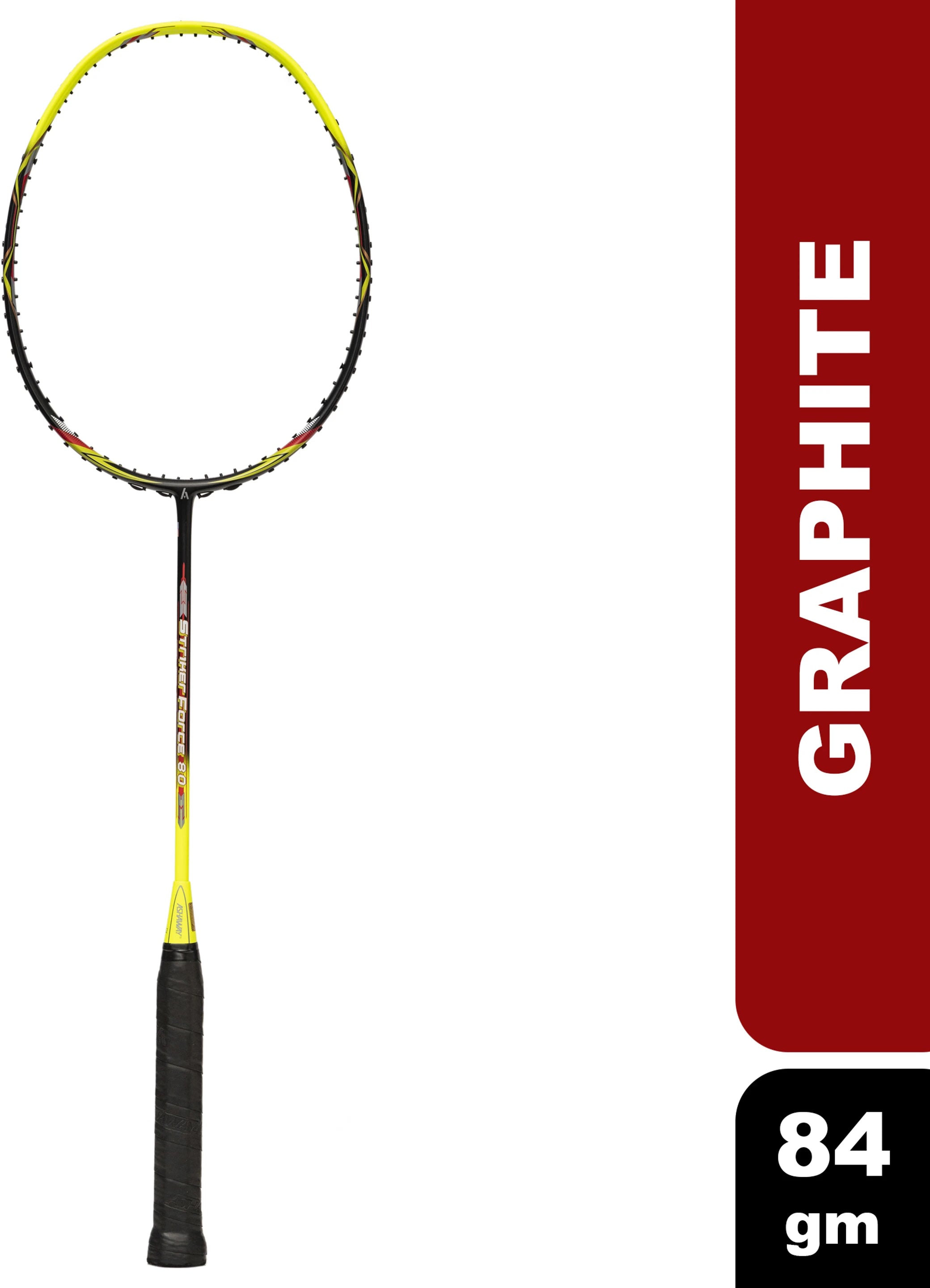 Full view of Ashaway Striker Force 80 professional badminton racket for intermediate and advanced players