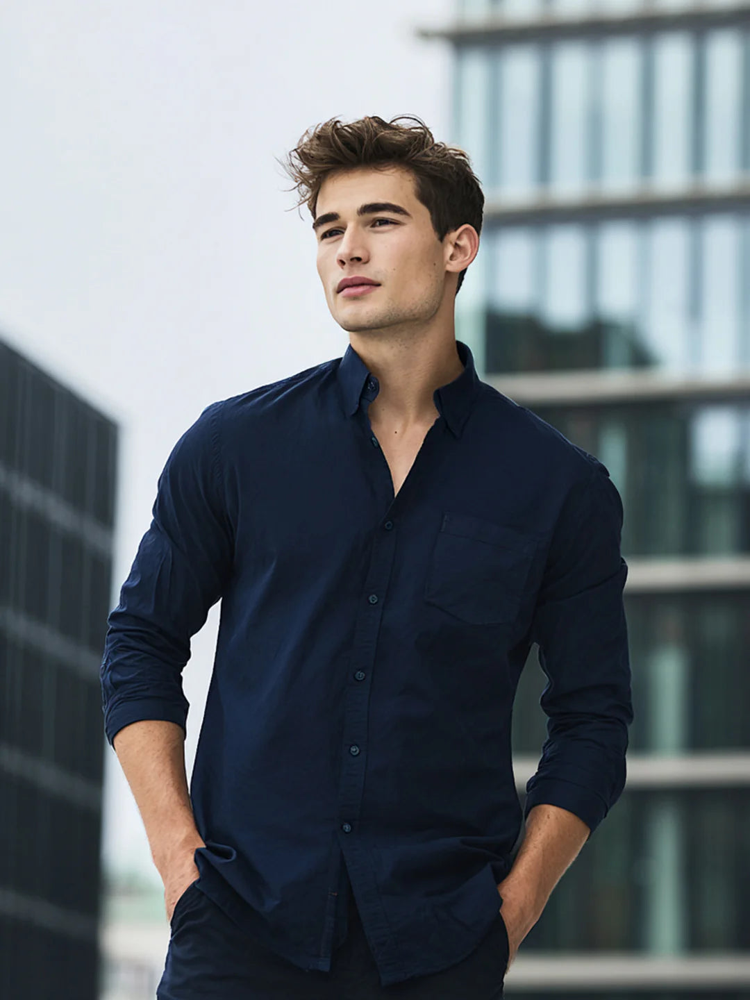 Lentus RAY005-001 Navy Solid Shirt-3