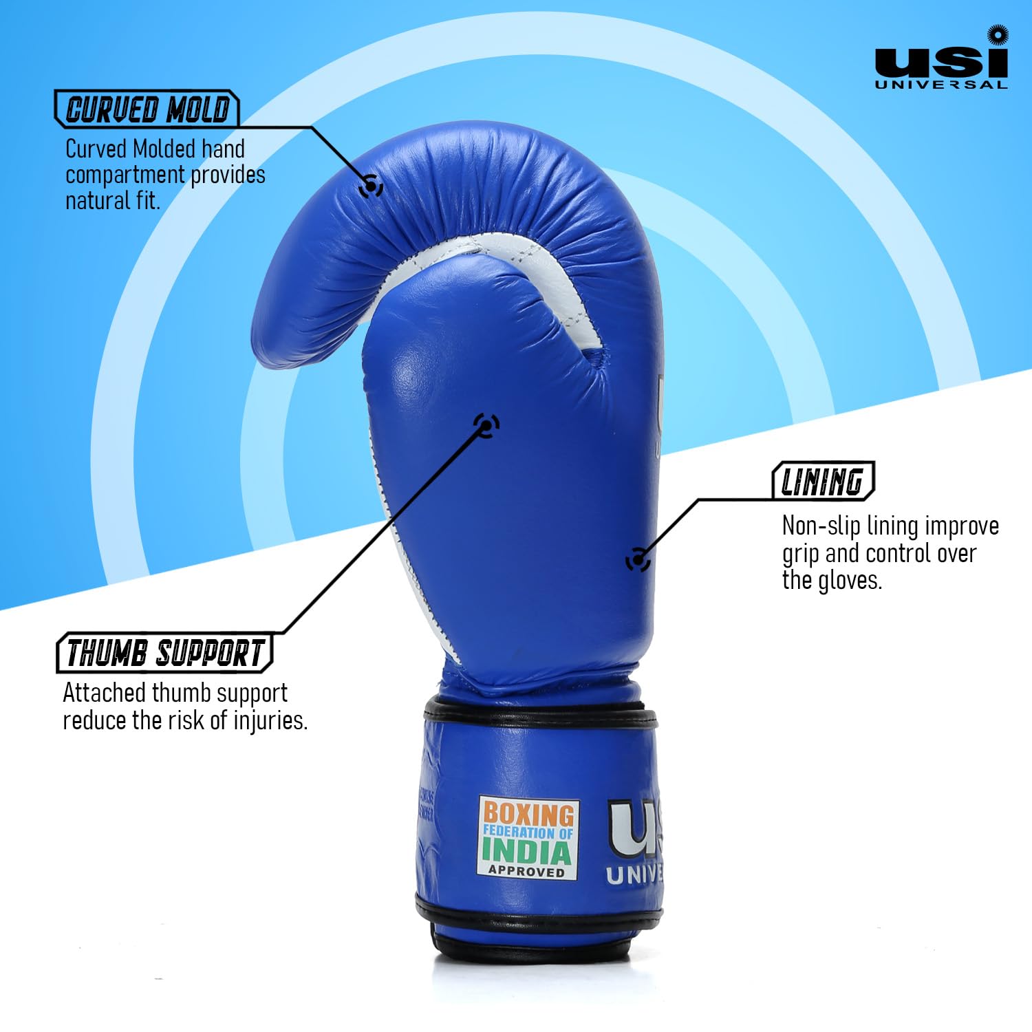 USI Competition 609M Blue 10 oz Boxing Gloves for Training