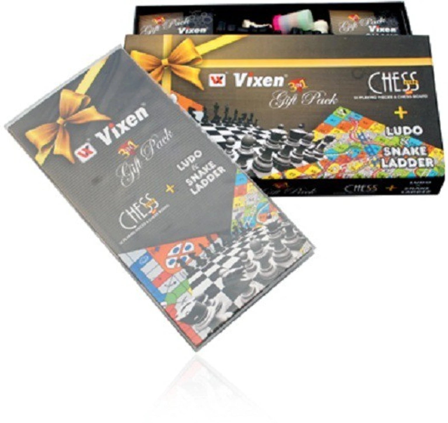 Vixen 3 in 1 Chess Board with Ludo and Snakes and Ladders