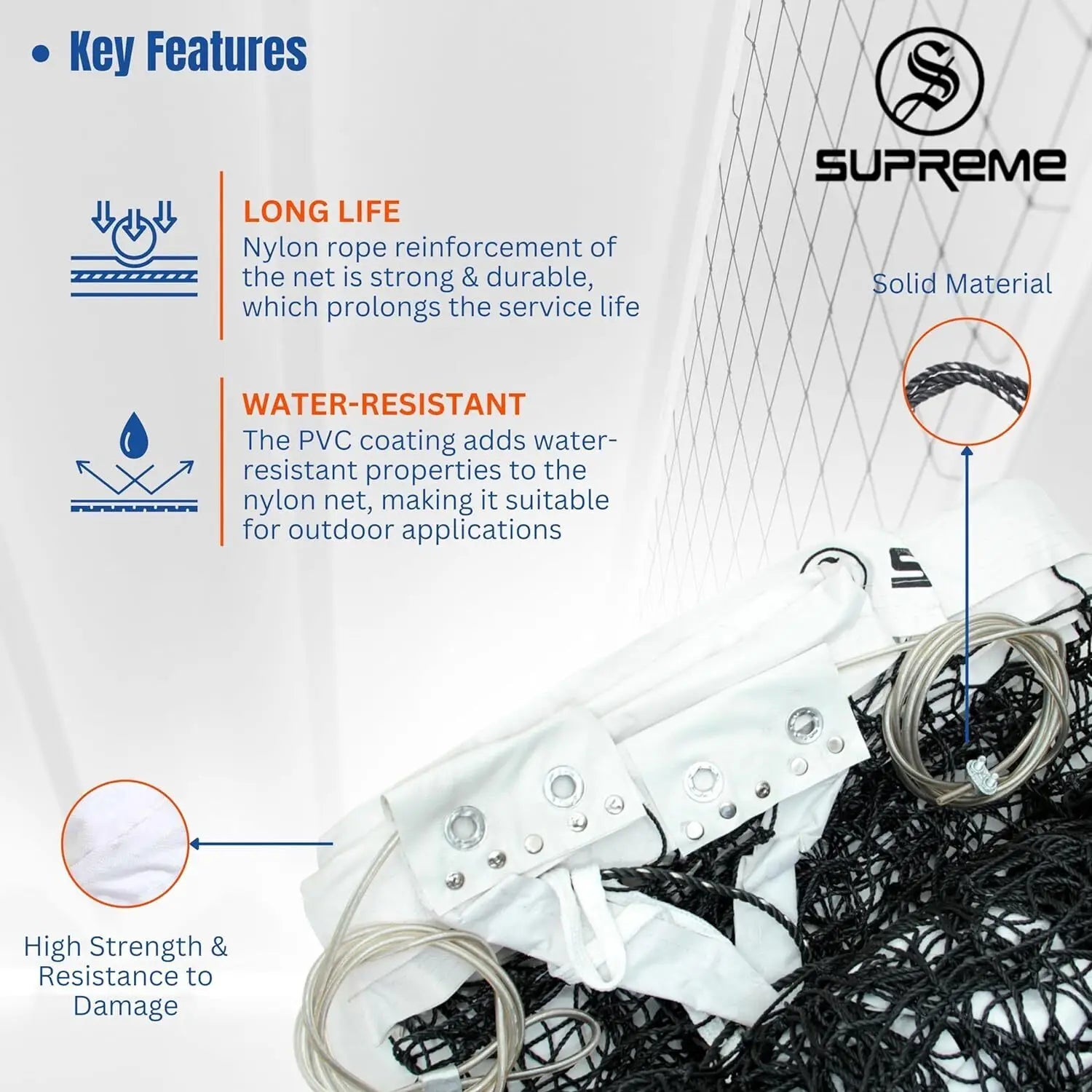 Vixen Tournament Nylon With Wire Volley Net-4